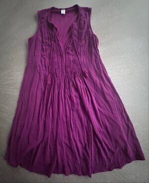 Romantic Plum Old Navy Pleated Tassel Boho Shift Sleeveless Dress Size Small